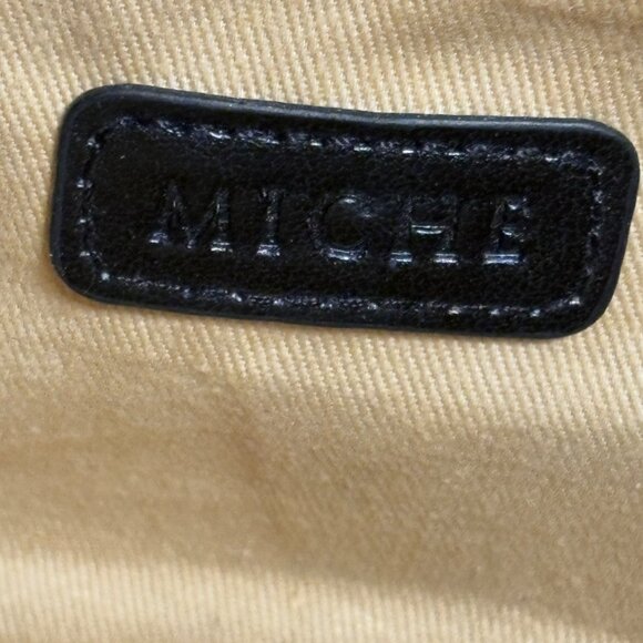 Vintage Miche Classic Base Bag Black Nylon & Leather Dual Handle Purse Zip Close - Picture 8 of 16